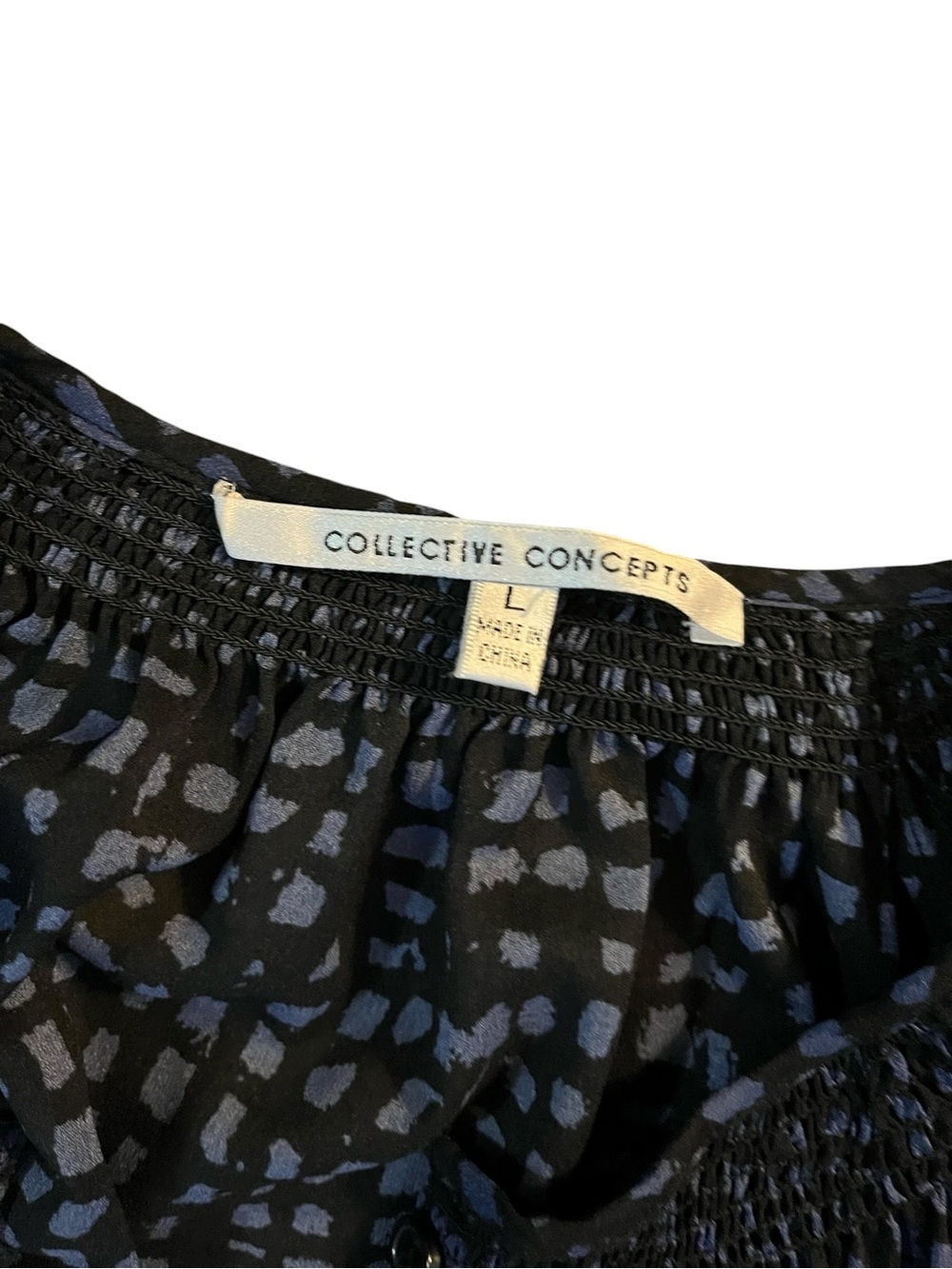 Collective Concepts Navy and Black Button-Front Patterned Shirt/Dress Size Large - Picture 5 of 6